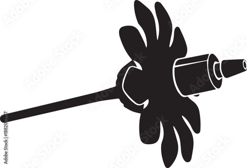 Satellite with long antenna and wings illustration vector silhouette