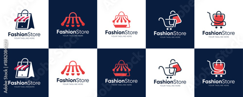 set of fashion store logo. online shopping logo inspiration with fashion concept.