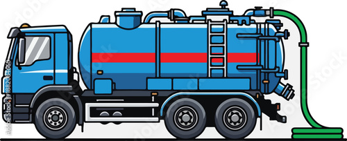 Blue Tanker Truck Illustration