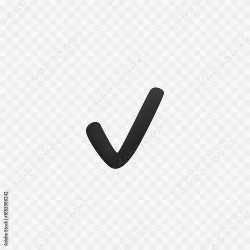 Approval tick icon. Minimal black checkmark icon isolated. 