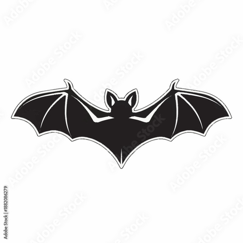 Stylized Black Bat Silhouette with Spread Wings.