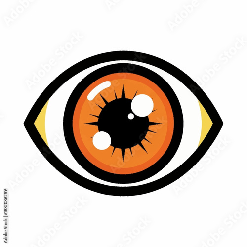 Stylized Human Eye with Orange Iris and Black Pupil.