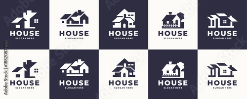 set of house logo design. inspiration real estate silhouette style concept vector illustration.