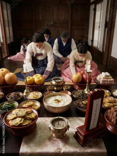 설날 한복 떡국 차례 제사 명절, Lunar New Year Hanbok Tteokguk Charye Seollal Holiday