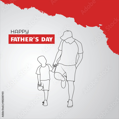 Fathers day banner line art vector illustration, father and son walking line art drawing.
fathers day concept in single line art illustration. minimalist style emphasizing their connection.