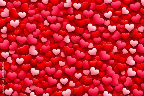 Romantic red and pink hearts background