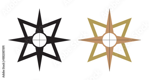 Creative Compass Star Symbol Design With Geometrical Shapes For Navigation Direction Guidance Travel Location Search Finding Orientation In Space