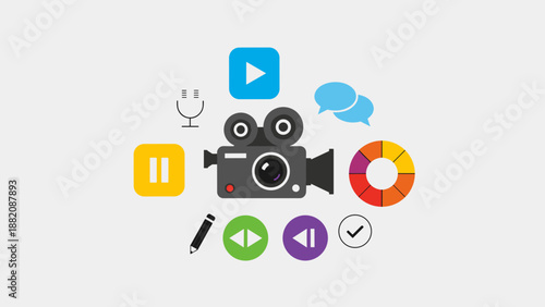 Video Production Camera Icons and Symbols.