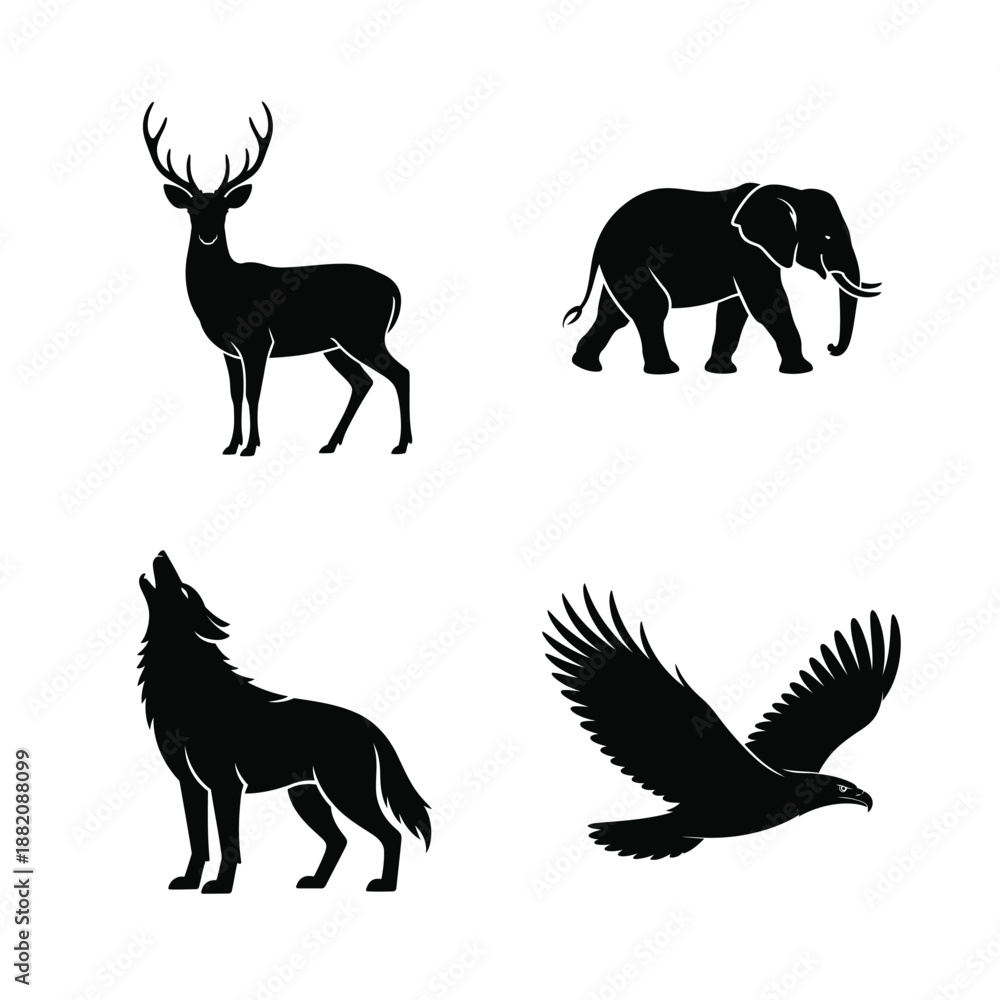 Obraz premium Animal 4 vector silhouette art illustration bundle