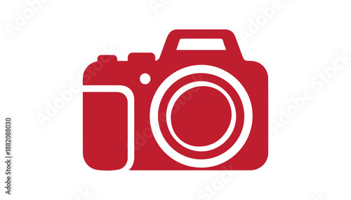 Red Photo Camera Icon for Photography, Media and UI Design