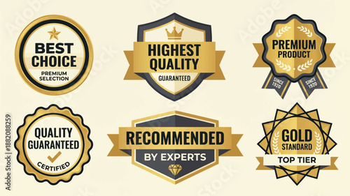 Premium Quality Badge and Label Set in Elegant Black and Gold