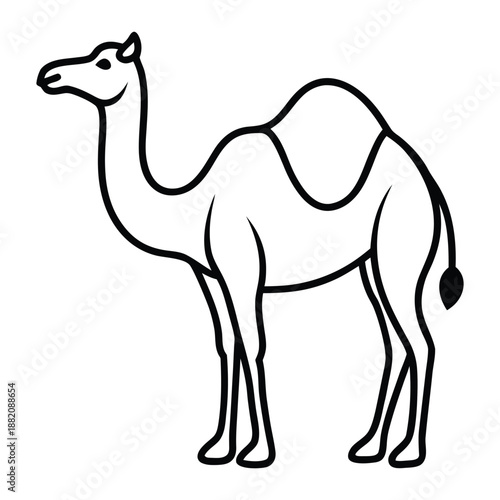 Camel Outline Vector Icon for Desert Travel and Middle Eastern Wildlife Branding Line Art