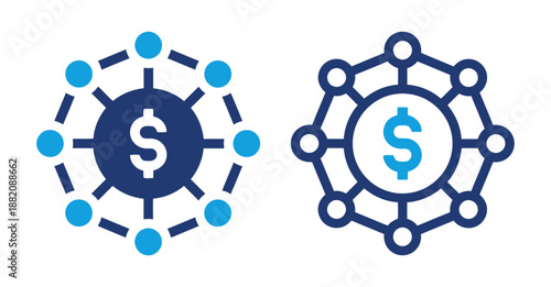Decentralized finance vector icon representing investment platform and exchange connectivity in global network with financial technologies