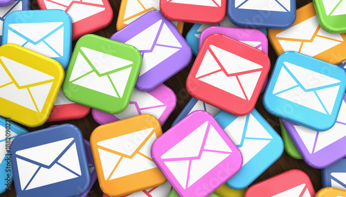 Email Digital Marketing And Customer Newsletter Business Concept With Email Icon On Colorful Badges