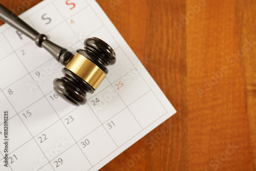 Judge Gavel On Calendar Page Law Justice And Time Concept