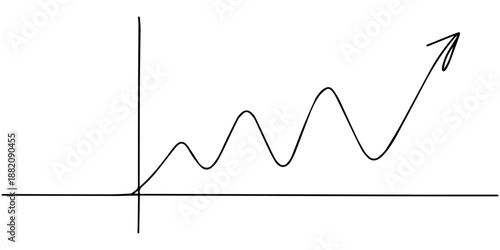 Continuous one line drawing growing chart, Continuous line drawing of a growing bar graph, Business growth bar chart continuous one line art drawing and growth bar chart icon simple outline vector