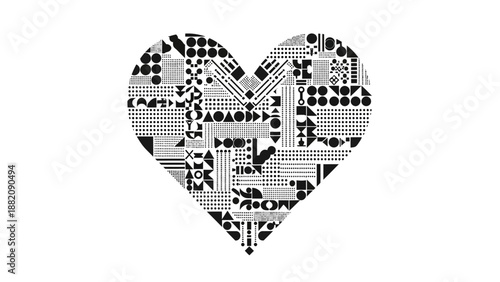 Heart Shape Made from Various Patterns.