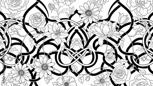 Intricate Celtic Knotwork Floral Design Pattern.