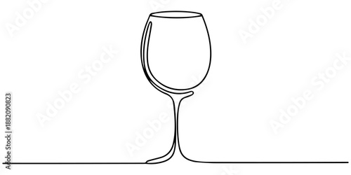 wine glass continuous one line drawing, Continuous one line drawing of abstract pouring wine into the wine glass. simple wine glass line art vector illustration, Continuous one line drawing of two