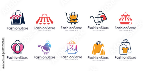 set of collection market fashion store logo design inspiration.