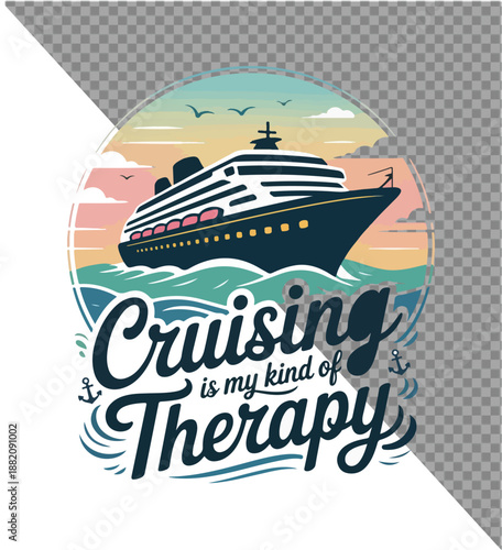 Yacht and cruise ship sailing on the sea vector illustration