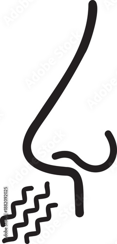 Cold and flu virus syringe with vaccine line art icon illustration