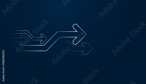 Set of Digital arrows for business investment graph arrow growth up on isolated on blue dark background. vector illustration. Flowing arrow paths showing clear direction