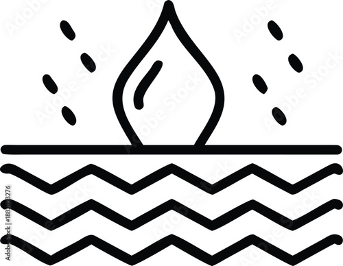 Skin hydration and moisturizing layer concept with water drop over wavy dermis surface line illustration