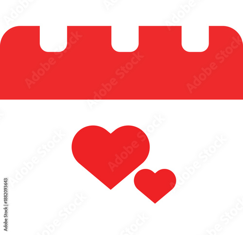 valentines day calendar icon with red heart 