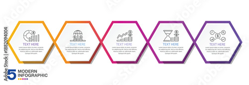 Infographic hexagon with 5 steps