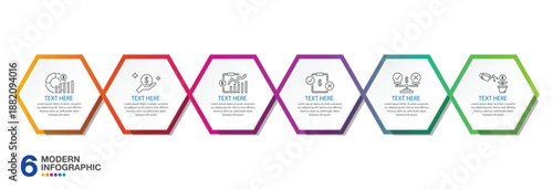 Infographic hexagon with 6 steps