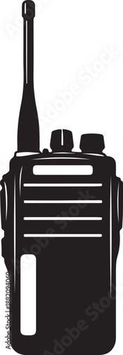 Walkie Talkie Radio Silhouette Vector. Portable Two-Way Communication Device Icon.
