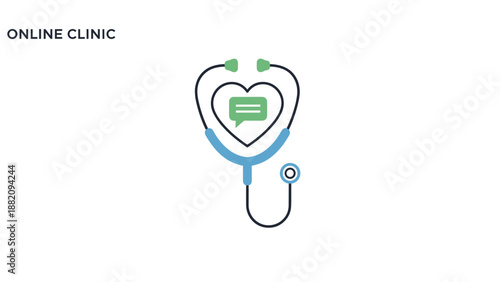 Stethoscope Heart Shape Online Medical Clinic.