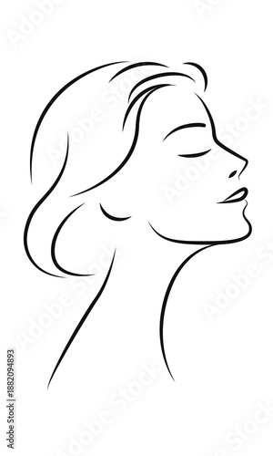  Minimalist girl face one line drawing