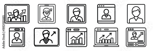 set of vector support solution tracking icon. Customer service editable line icons set.