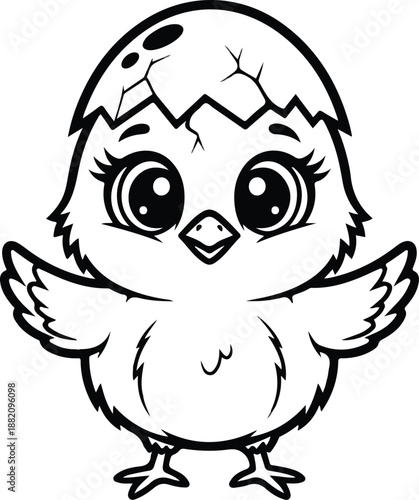 Easter sunday cute hatching chick illustration