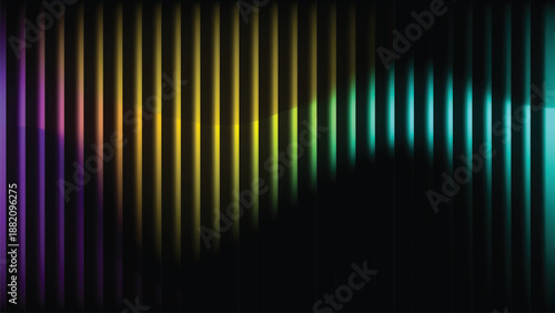 Cinematic Neon Vertical Light Lines Depth Abstract Background