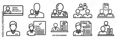 set of vector client service management icon. Customer service editable line icons set.