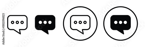 Message speech bubble icon collection symbolizing online conversation and communication representing dialogue exchanging ideas with chat symbol providing messaging connection on digital platforms