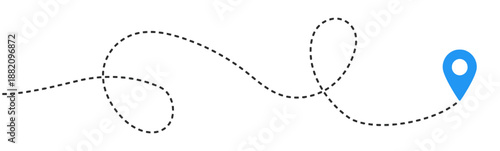 Navigation path with location pin for maps destinations tourism gps travel directions journey route planning road map start point and goal symbol showing way