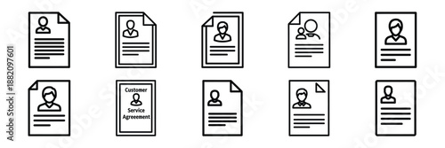 set of vector customer service agreement icon. Customer service editable line icons set.