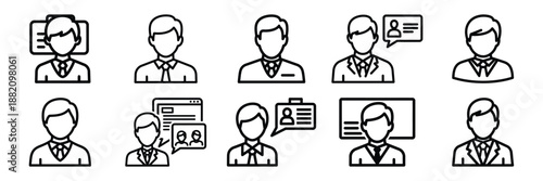 set of vector customer service performance icon. Customer service editable line icons set.