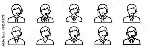 set of vector customer service troubleshooting icon. Customer service editable line icons set.