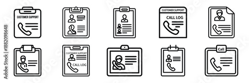 set of vector customer support call icon. Customer service editable line icons set.