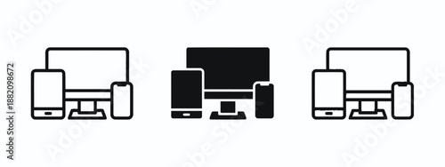 Responsive design icon representing desktop mobile tablet computer adaptation in various screen sizes website application interface symbol vector illustration graphic