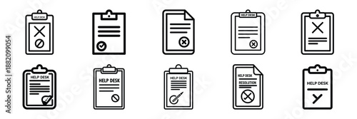 set of vector help desk resolution icon. Customer service editable line icons set.