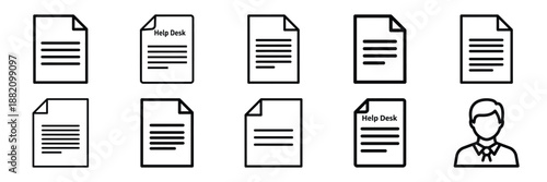 set of vector help desk support icon. Customer service editable line icons set.