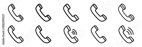 set of vector phone support service icon. Customer service editable line icons set.