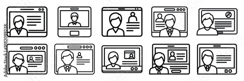 set of vector online customer service icon. Customer service editable line icons set.