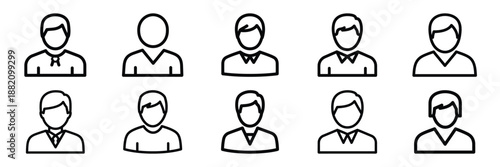 set of vector service agent profile icon. Customer service editable line icons set.